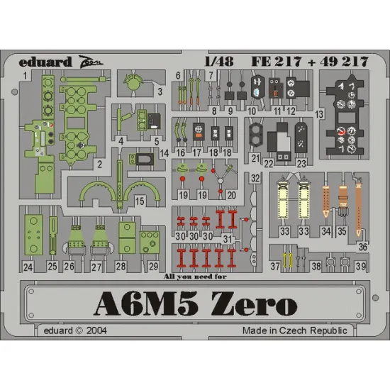 Eduard FE217 1/48 A6M5 Zero Photo-Etched for Aircraft Zoom set
