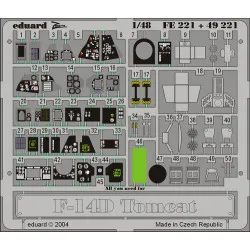 Eduard FE221 1/48 F-14D Photo-Etched for Aircraft Zoom set