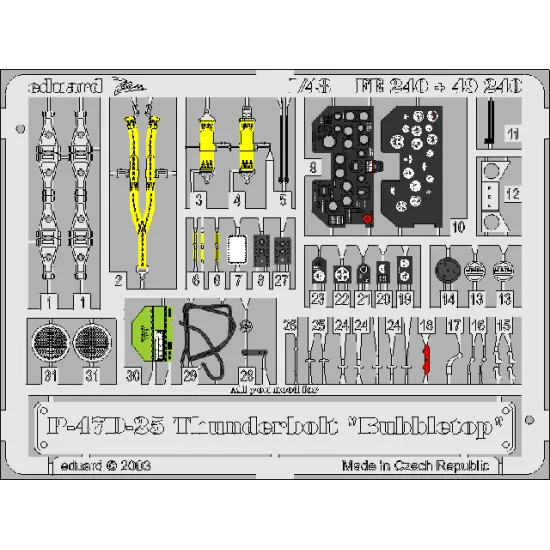 Eduard FE240 1/48 P-47D-25 Photo-Etched for Aircraft Zoom set