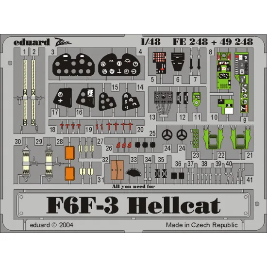 Eduard FE248 1/48 F6F-3 Photo-Etched for Aircraft Zoom set