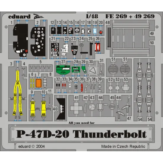 Eduard FE269 1/48 P-47D-20 Photo-Etched for Aircraft Zoom set