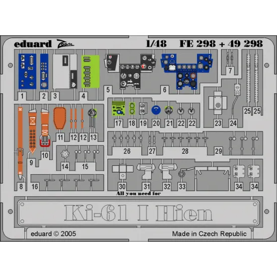 Eduard FE298 1/48 Ki-61 I Hien Photo-Etched for Aircraft Zoom set