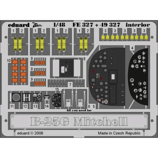 Eduard FE327 1/48 B-25G interior Photo-Etched for Aircraft Zoom set