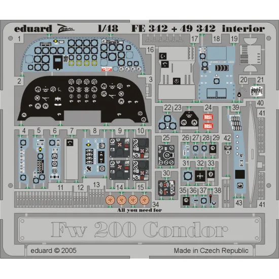 Eduard FE342 1/48 Fw 200 Condor interior Photo-Etched for Aircraft Zoom set Eduard FE342 1/48 Fw 200 Condor interior Photo-Etched for Aircraft Zoom set