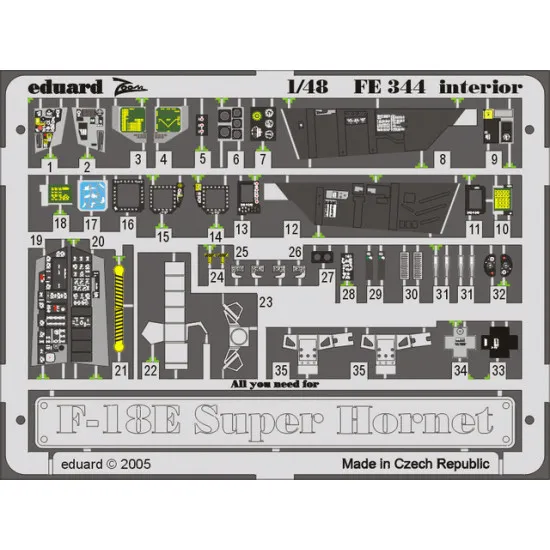 Eduard FE344 1/48 F-18E interior Photo-Etched for Aircraft Zoom set