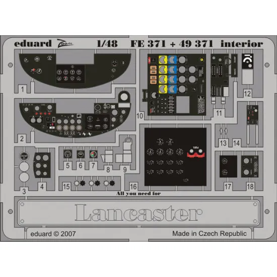 Eduard FE371 1/48 Lancaster interior Photo-Etched for Aircraft Zoom set