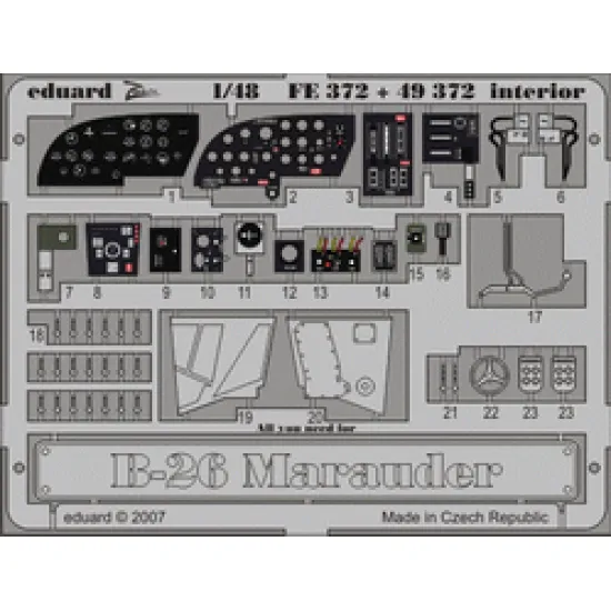 Eduard FE372 1/48 B-26 interior Photo-Etched for Aircraft Zoom set