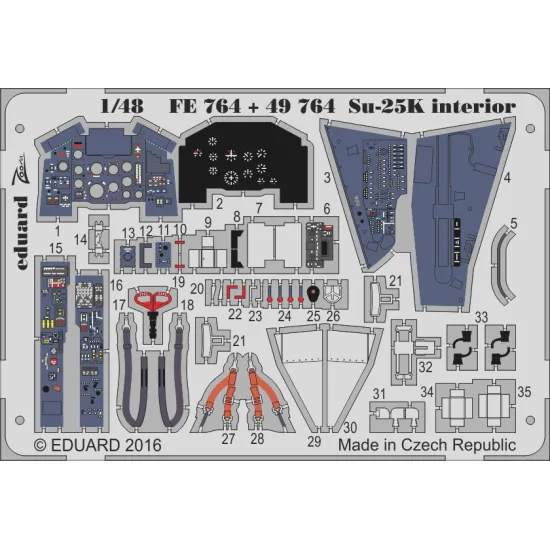 Eduard FE764 1/48 Su-25K interior Photo-Etched for Aircraft Zoom set