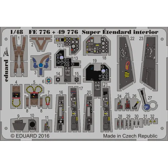 Eduard FE776 1/48 Super Étendard interior Photo-Etched for Aircraft Zoom set