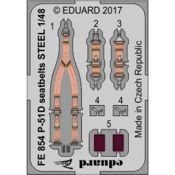 Eduard FE854 1/48 P-51D seatbelts STEEL Photo-Etched for Aircraft Zoom set