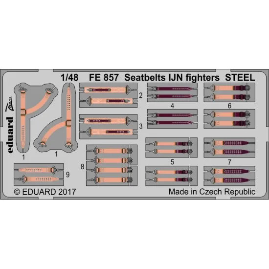 Eduard FE857 1/48 Seatbelts IJN fighters STEEL Photo-Etched for Aircraft Zoom set