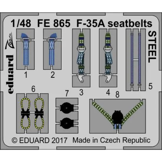 Eduard FE865 1/48 F-35A seatbelts STEEL Photo-Etched for Aircraft Zoom set