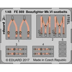 Eduard FE869 1/48 Beaufighter Mk.VI seatbelts STEEL Photo-Etched for Aircraft Zoom set