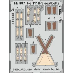 Eduard FE887 1/48 He 111H-3 seatbelts STEEL Photo-Etched for Aircraft Zoom set