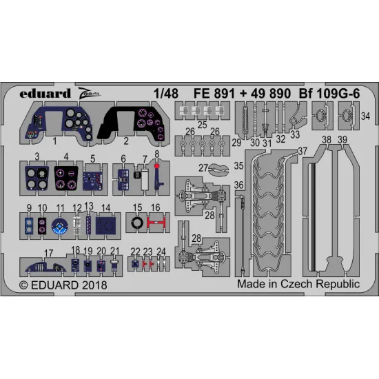Eduard FE891 1/48 Bf 109G-6 Photo-Etched for Aircraft Zoom set