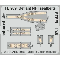 Eduard FE909 1/48 Defiant NF.I seatbelts STEEL Photo-Etched for Aircraft Zoom set