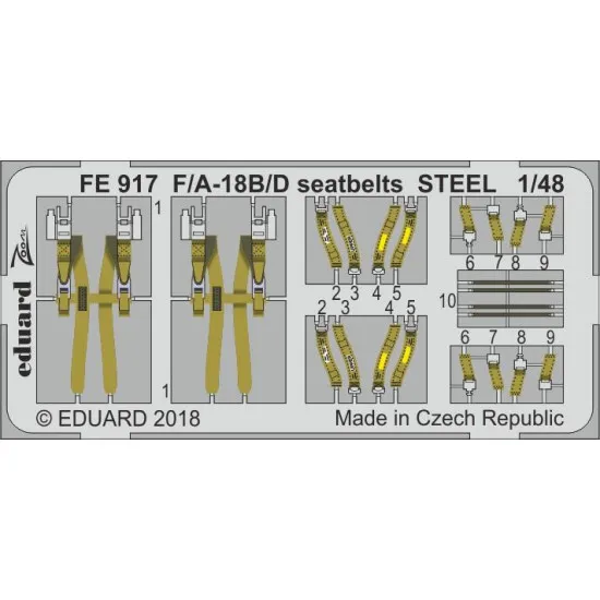 Eduard FE917 1/48 F/A-18B/D seatbelts STEEL Photo-Etched for Aircraft Zoom set