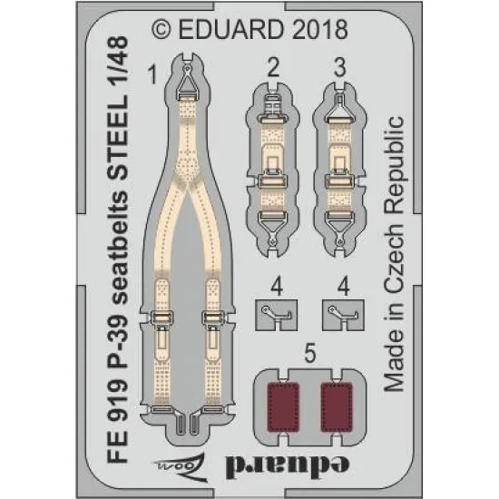 Eduard FE919 1/48 P-39 seatbelts STEEL Photo-Etched for Aircraft Zoom set