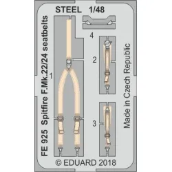 Eduard FE925 1/48 Spitfire F.Mk.22/24 seatbelts STEEL Photo-Etched for Aircraft Zoom set