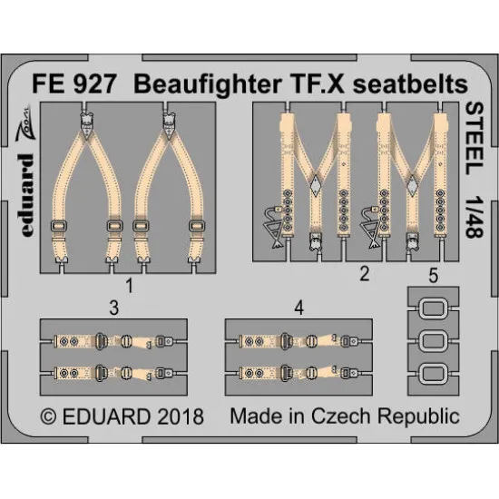 Eduard FE927 1/48 Beaufighter TF.X seatbelts STEEL Photo-Etched for Aircraft Zoom set