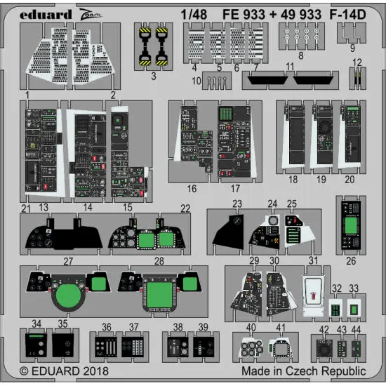 Eduard FE933 1/48 F-14D Photo-Etched for Aircraft Zoom set