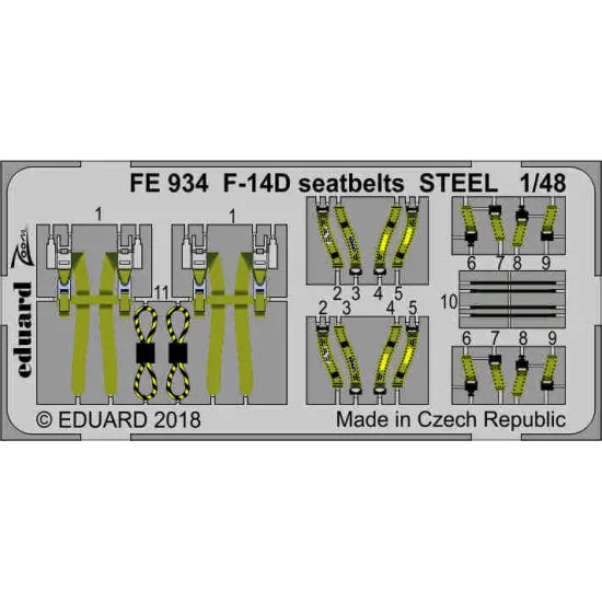 Eduard FE934 1/48 F-14D seatbelts STEEL Photo-Etched for Aircraft Zoom set