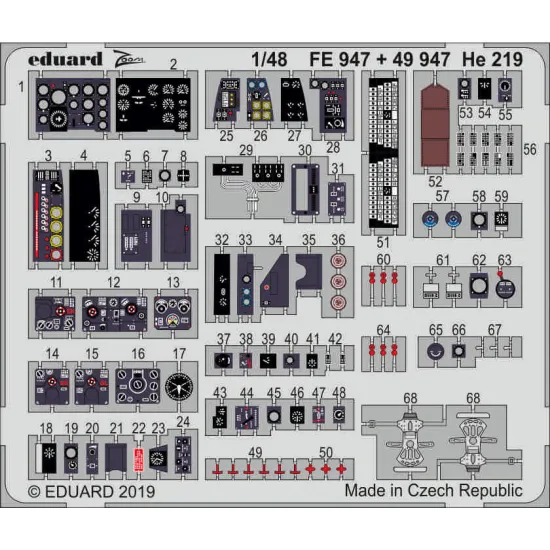 Eduard FE947 1/48 He 219 Photo-Etched for Aircraft Zoom set