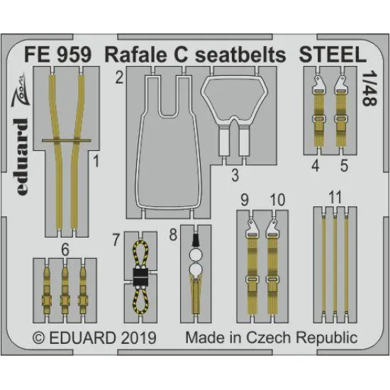 Eduard FE959 1/48 Rafale C seatbelts STEEL Photo-Etched for Aircraft Zoom set