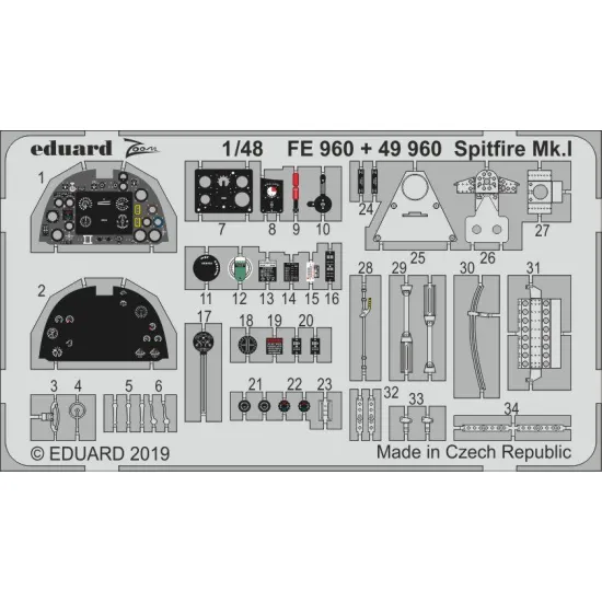 Eduard FE960 1/48 Spitfire Mk.I Photo-Etched for Aircraft Zoom set