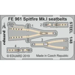 Eduard FE961 1/48 Spitfire Mk.I seatbelts STEEL Photo-Etched for Aircraft Zoom set