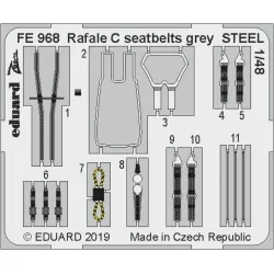 Eduard FE968 1/48 Rafale C seatbelts grey STEEL Photo-Etched for Aircraft Zoom set