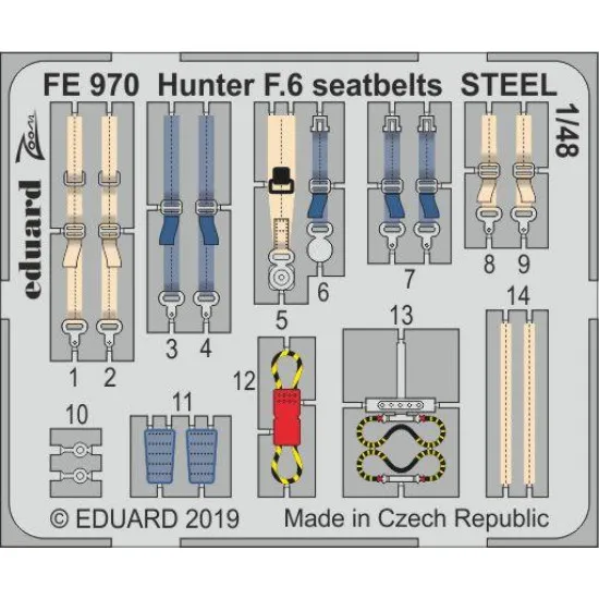 Eduard FE970 1/48 Hunter F.6 seatbelts STEEL Photo-Etched for Aircraft Zoom set