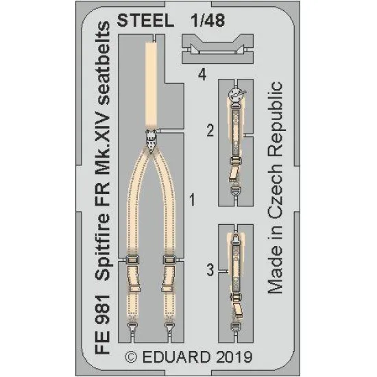 Eduard FE981 1/48 Spitfire FR Mk.XIV seatbelts STEEL Photo-Etched for Aircraft Zoom set