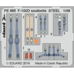 Eduard FE985 1/48 F-100D seatbelts STEEL Photo-Etched for Aircraft Zoom set