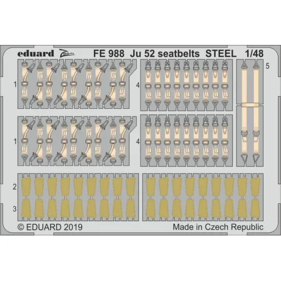 Eduard FE988 1/48 Ju 52 seatbelts STEEL Photo-Etched for Aircraft Zoom set