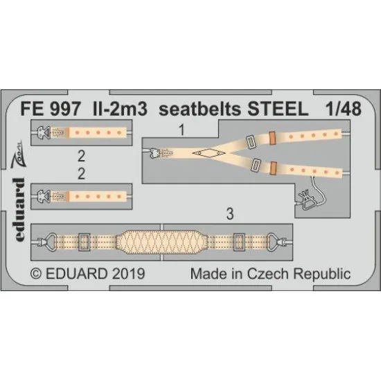 Eduard FE997 1/48 Il-2m3 seatbelts STEEL Photo-Etched for Aircraft Zoom set