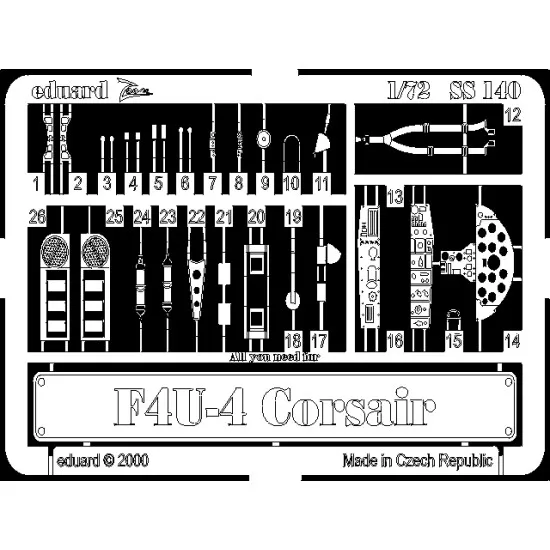 Eduard SS140 1/72 F4U-4 Photo-Etched for Aircraft Zoom set