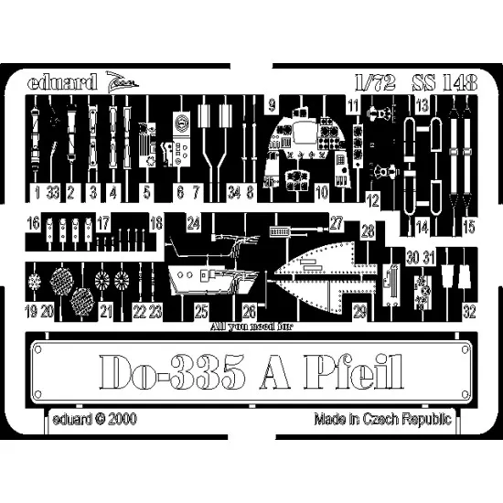 Eduard SS148 1/72 Do 335A Pfeil Photo-Etched for Aircraft Zoom set