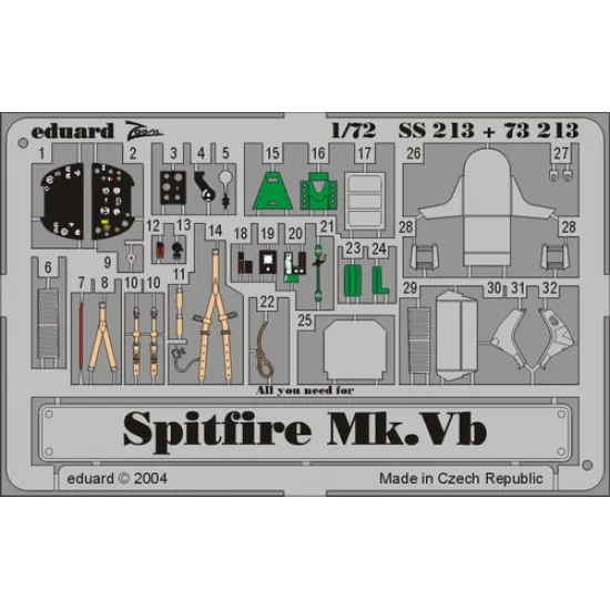 Eduard SS213 1/72 Spitfire Mk.Vb Photo-Etched for Aircraft Zoom set