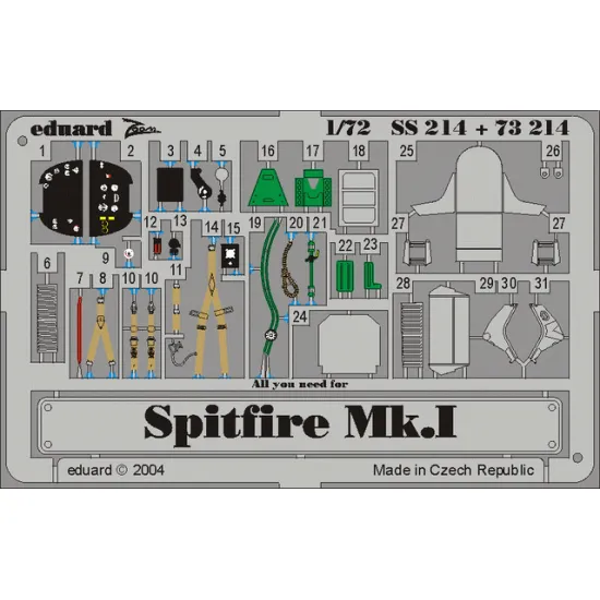 Eduard SS214 1/72 Spitfire Mk.I Photo-Etched for Aircraft Zoom set