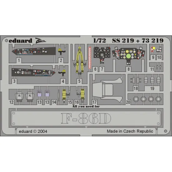 Eduard SS219 1/72 F-86D Photo-Etched for Aircraft Zoom set