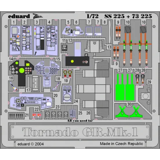 Eduard SS225 1/72 Tornado GR.Mk.1 Photo-Etched for Aircraft Zoom set
