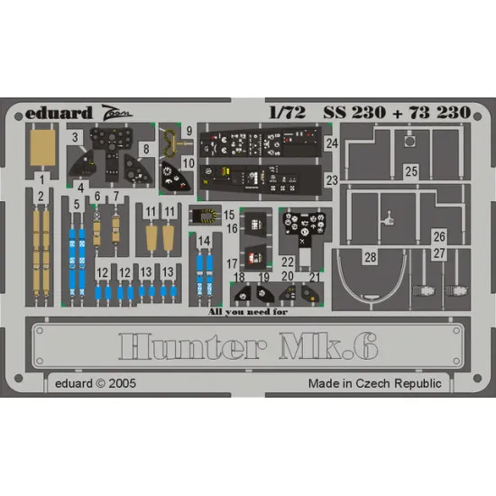 Eduard SS230 1/72 Hunter Mk.6 Photo-Etched for Aircraft Zoom set