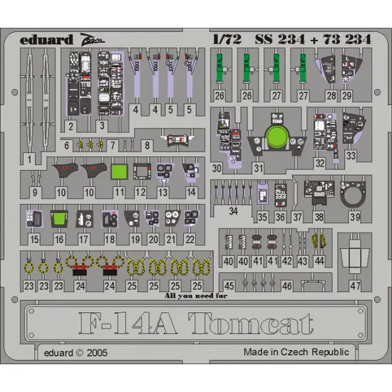 Eduard SS234 1/72 F-14A Photo-Etched for Aircraft Zoom set