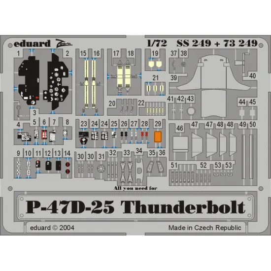 Eduard SS249 1/72 P-47D-25 Photo-Etched for Aircraft Zoom set