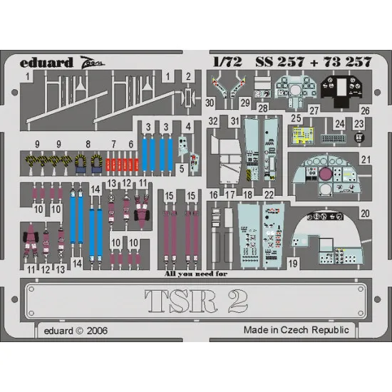 Eduard SS257 1/72 TSR 2 Photo-Etched for Aircraft Zoom set
