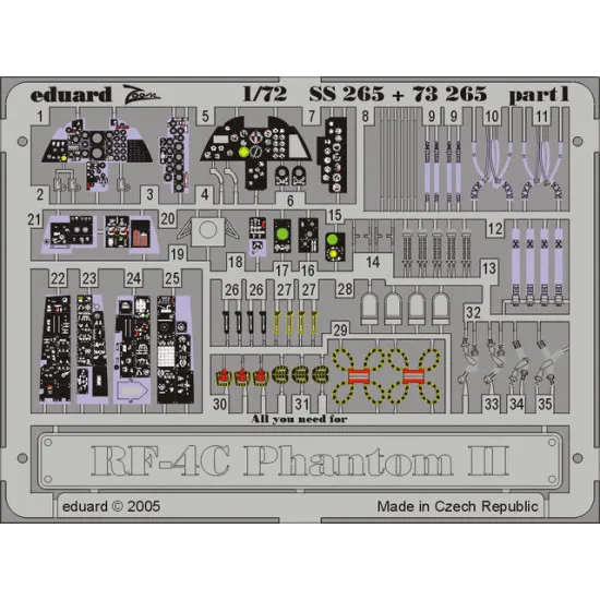 Eduard SS265 1/72 RF-4C Photo-Etched for Aircraft Zoom set