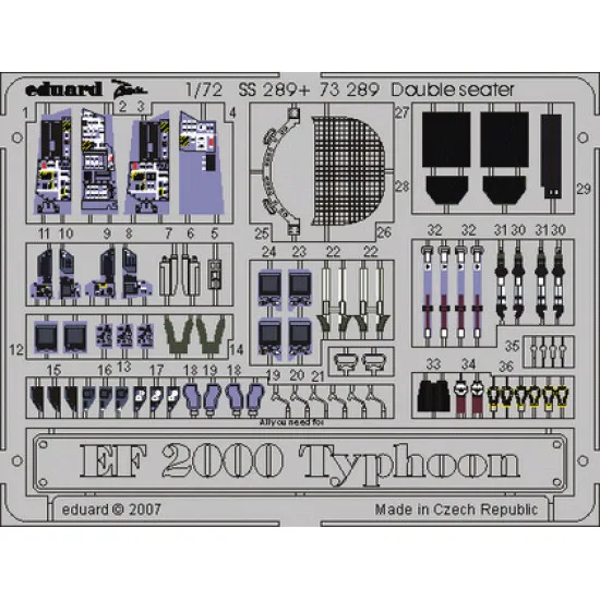 Eduard SS289 1/72 EF-2000 Typhoon Two-seater Photo-Etched for Aircraft Zoom set