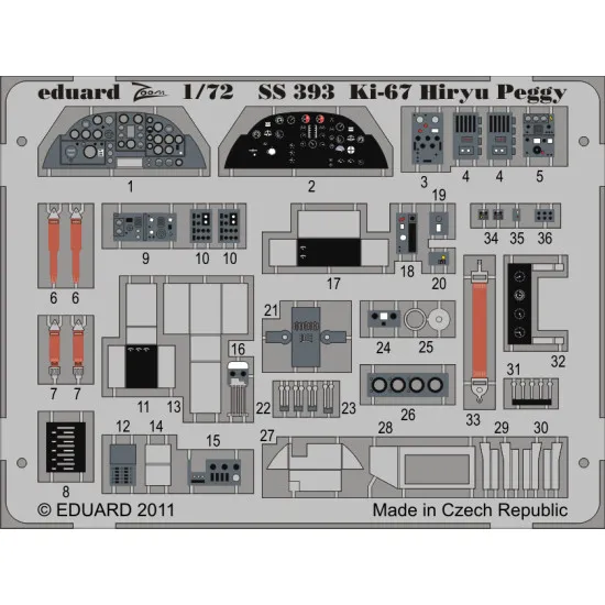 Eduard SS393 1/72 Ki-67 Hiryu/Peggy Photo-Etched for Aircraft Zoom set