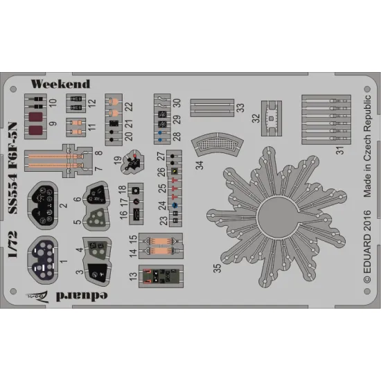 Eduard SS554 1/72 F6F-5N Weekend Photo-Etched for Aircraft Zoom set
